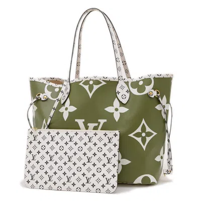 Pre-owned Louis Vuitton Beige Khaki White Monogram Tote Bag ()