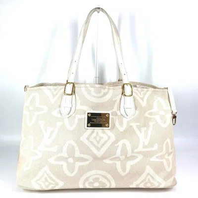 Pre-owned Louis Vuitton Beige Leather Canvas Shoulder Bag Tote Bag ()