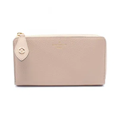 Pre-owned Louis Vuitton Beige Leather Long Wallet (bi-fold) () In Sand