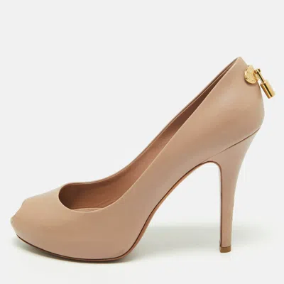 Pre-owned Louis Vuitton Beige Leather Oh Really! Peep Toe Pumps 40 In Sand