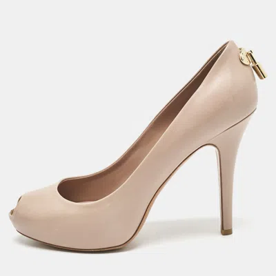 Pre-owned Louis Vuitton Beige Leather Platform Oh Really! Peep Toe Pumps Size 39.5