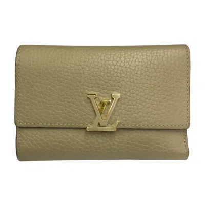 Pre-owned Louis Vuitton Beige Leather Wallet (tri-fold) () In Sand
