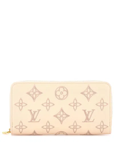 Pre-owned Louis Vuitton Beige Leather Zippy Wallet Monogram Broderie Anglaise  Embroidered (authentic Pre-love