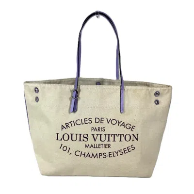 Pre-owned Louis Vuitton Beige Lilac Purple Leather Canvas Shoulder Bag ()