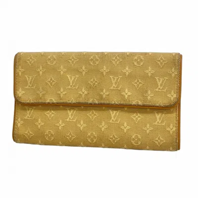 Pre-owned Louis Vuitton Beige Long Wallet (tri-fold) () In Sand