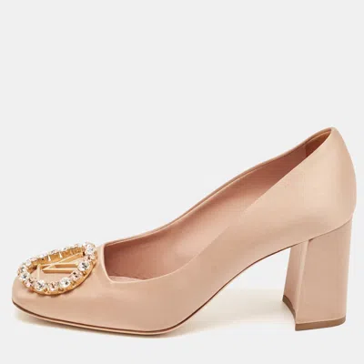 Pre-owned Louis Vuitton Beige Madeleine Block Heel Pumps Size 37.5