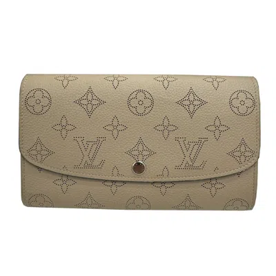 Pre-owned Louis Vuitton Beige Mahina Leather Long Wallet (bi-fold) () In Sand