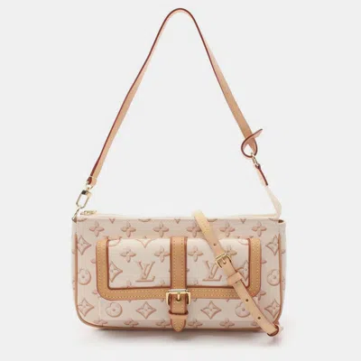 Pre-owned Louis Vuitton Beige Maxi Canvas Leather Pochette Accessories Shoulder Bag