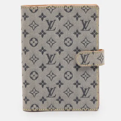 Pre-owned Louis Vuitton Beige Mini Lin Canvas Small Ring Agenda Cover In Sand