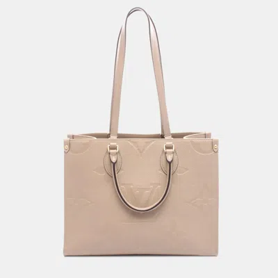 Pre-owned Louis Vuitton Beige Monogram Empreinte Onthego Mm In Sand