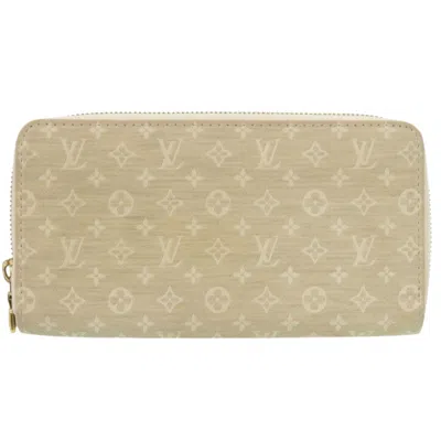 Pre-owned Louis Vuitton Beige Monogram Mini Lin Long Wallet (bi-fold) () In Sand