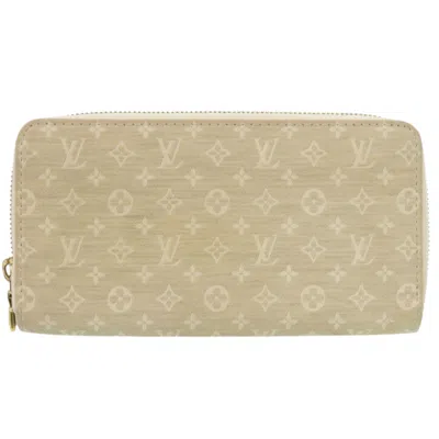 Pre-owned Louis Vuitton Beige Monogram Mini Lin Long Wallet (bi-fold) () In Sand