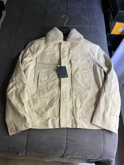 Pre-owned Louis Vuitton Beige Monogram Workwear Denim Jacket In Sand