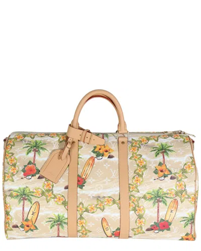 Pre-owned Louis Vuitton Beige Multicolor Monogram Canvas Surfin' Keepall Bandouliere 50 (authentic Pre-loved)