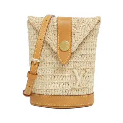Pre-owned Louis Vuitton Beige Natural Raffia Pouch Shoulder Bag ()