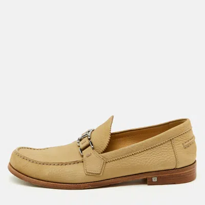 Pre-owned Louis Vuitton Beige Nubuck Leather Major Slip On Loafers Size 42.5