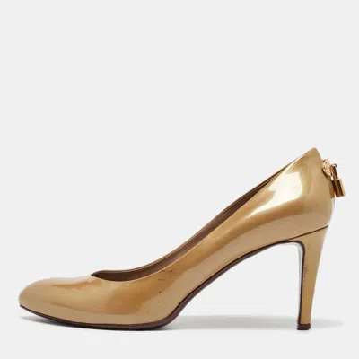 Pre-owned Louis Vuitton Beige Patent Leather Lock It Pumps Size 40