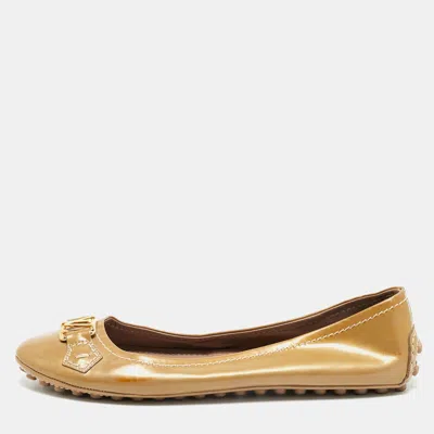 Pre-owned Louis Vuitton Beige Patent Leather Oxford Ballet Flats Size 39