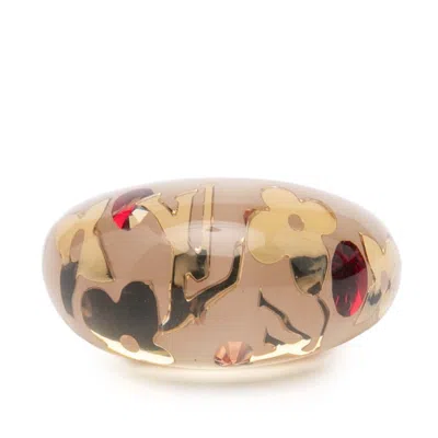 Pre-owned Louis Vuitton Beige Plastic Resin Band Ring () In Sand