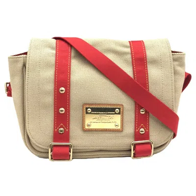 Pre-owned Louis Vuitton Beige Red Color Canvas Shoulder Bag ()