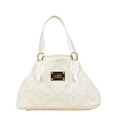 Pre-owned Louis Vuitton Beige Sable White Canvas Leather Shoulder Bag Tote Bag ()