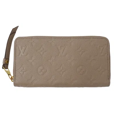 Pre-owned Louis Vuitton Beige Tourterelle Monogram Empreinte Long Wallet (bi-fold) () In Brown