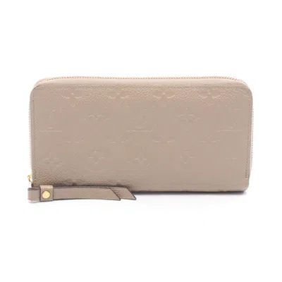 Pre-owned Louis Vuitton Beige Tourterelle Monogram Empreinte Long Wallet (bi-fold) () In Brown