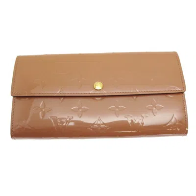 Pre-owned Louis Vuitton Beige Vernis Long Wallet (tri-fold) () In Sand