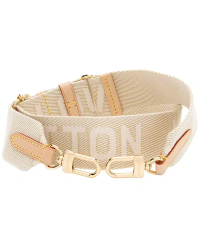 Pre-owned Louis Vuitton Beige, White Leather & Nylon Logo Jacquard Shoulder Strap  (authentic Pre-loved)