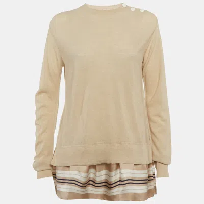 Pre-owned Louis Vuitton Beige Wool Knit Sweater M In Sand