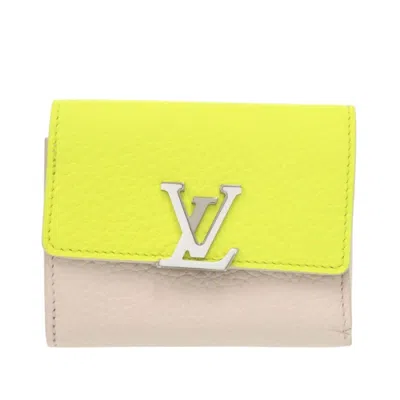 Pre-owned Louis Vuitton Beige Yellow Leather Wallet (tri-fold) () In Multi