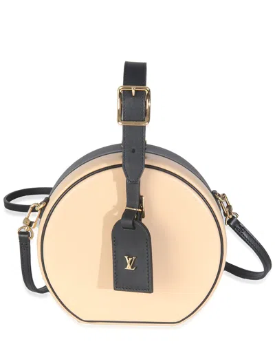 Pre-owned Louis Vuitton Beige/black Leather Petite Boite Chapeau (authentic Pre-loved)