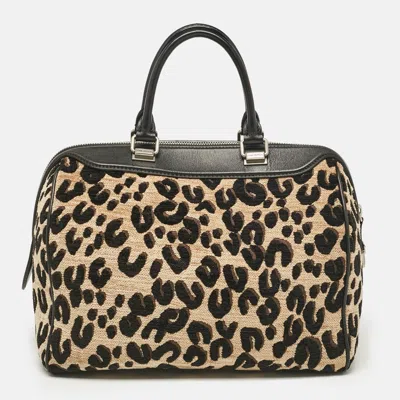 Pre-owned Louis Vuitton Beige/black Leopard Print Jacquard Velvet Stephen Sprouse Speedy Bag