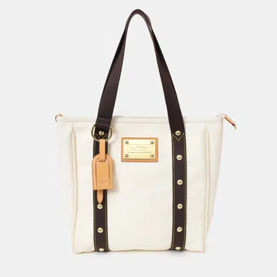 Pre-owned Louis Vuitton Beige/brown Canvas Antigua Cabas Pm Vintage Tote In Sand