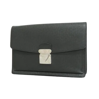 Pre-owned Louis Vuitton Belaia Black Leather Clutch Bag ()