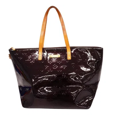 Pre-owned Louis Vuitton Bellevue Patent Leather Tote Bag () In Red