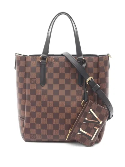 Pre-owned Louis Vuitton Belmont Check-pattern Tote Bag In Brown