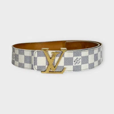 Pre-owned Louis Vuitton Belt Damier Ceinture Initial Golden Buckle In Ivory