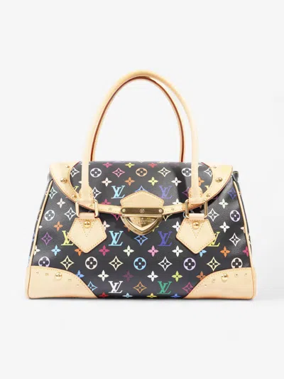 Pre-owned Louis Vuitton Beverly Gm Multicoloured Monogram / Leather Coated Canvas Shoulder Bag In Black