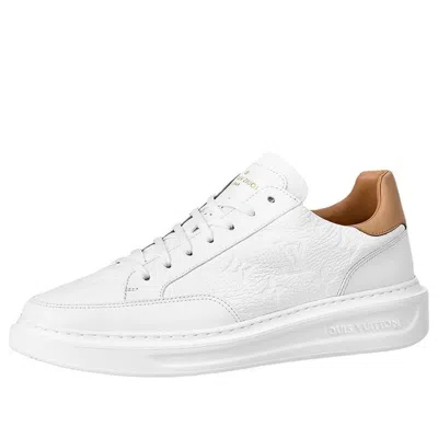Pre-owned Louis Vuitton Beverly Hills Sneakers 'white Monogram With Caramel Collar'