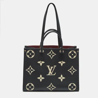 Pre-owned Louis Vuitton Bicolour Monogram Empreinte Leather Onthego Mm Bag In Black