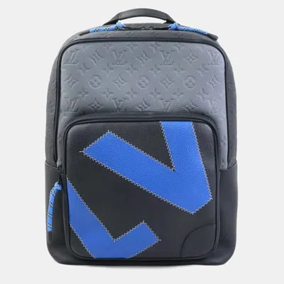 Pre-owned Louis Vuitton Black And Blue Taurillon Leather Backpack