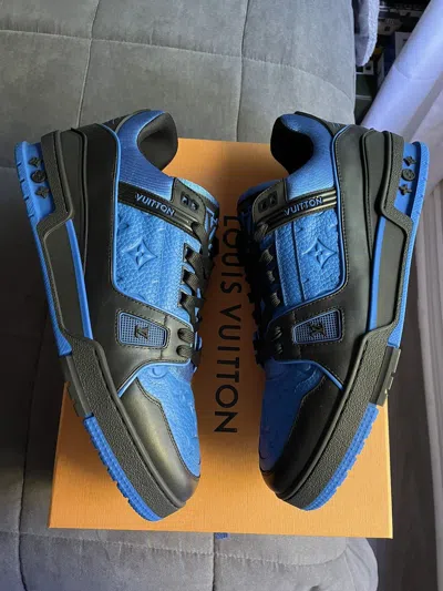 Pre-owned Louis Vuitton Black And Blue Trainer Sneaker