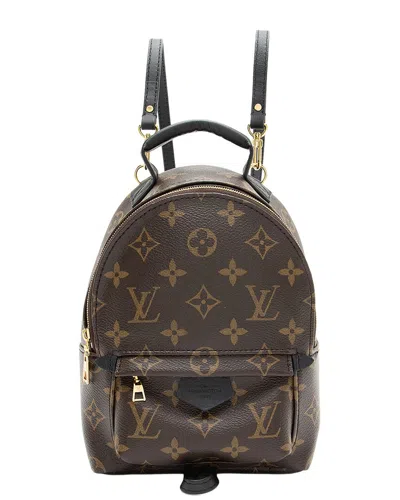 Pre-owned Louis Vuitton Black & Brown Monogram Coated Canvas & Leather Palm Springs Mini  Backpack (authentic