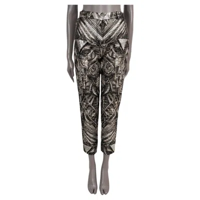 Pre-owned Louis Vuitton Black & Silver 2020 Brocade Tapered Leg Pants 34 Fits 36 Xs