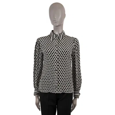 Pre-owned Louis Vuitton Black & White Silk 2019 Dotted Blouse Shirt 36 Xs