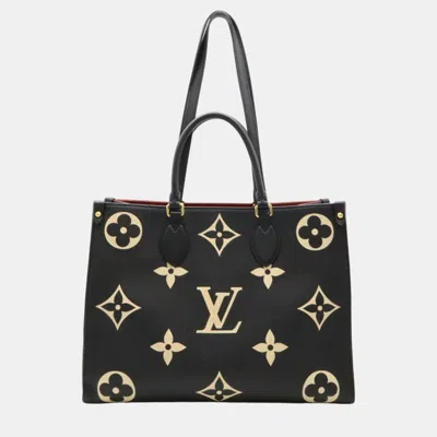 Pre-owned Louis Vuitton Black Beige Monogram Empreinte On The Go Mm Tote Bag