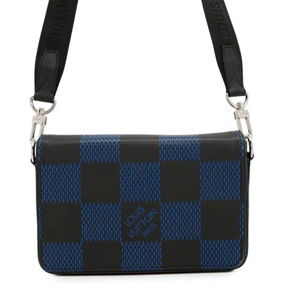 Pre-owned Louis Vuitton Black Blue Damier Canvas Infini Noir Damier Infini Shoulder Bag ()