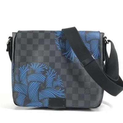 Pre-owned Louis Vuitton Black Blue Damier Graphite Messenger Bag Shoulder Bag () In Multi