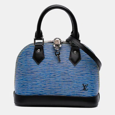 Pre-owned Louis Vuitton Black Blue Epi Denim Alma Bb